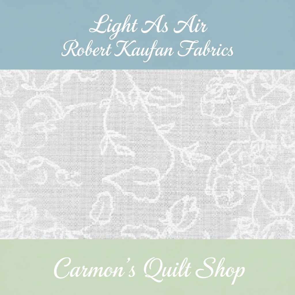Carmon's Quilt Shop white 100% cotton quilting fabric from the Robert Kaufman Light As Air collection with airy design