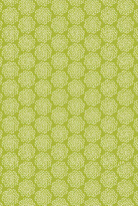 Carmon's Quilt Shop Sisterhood Floral quilt fabric featuring a lime green background with white floral dot patterns