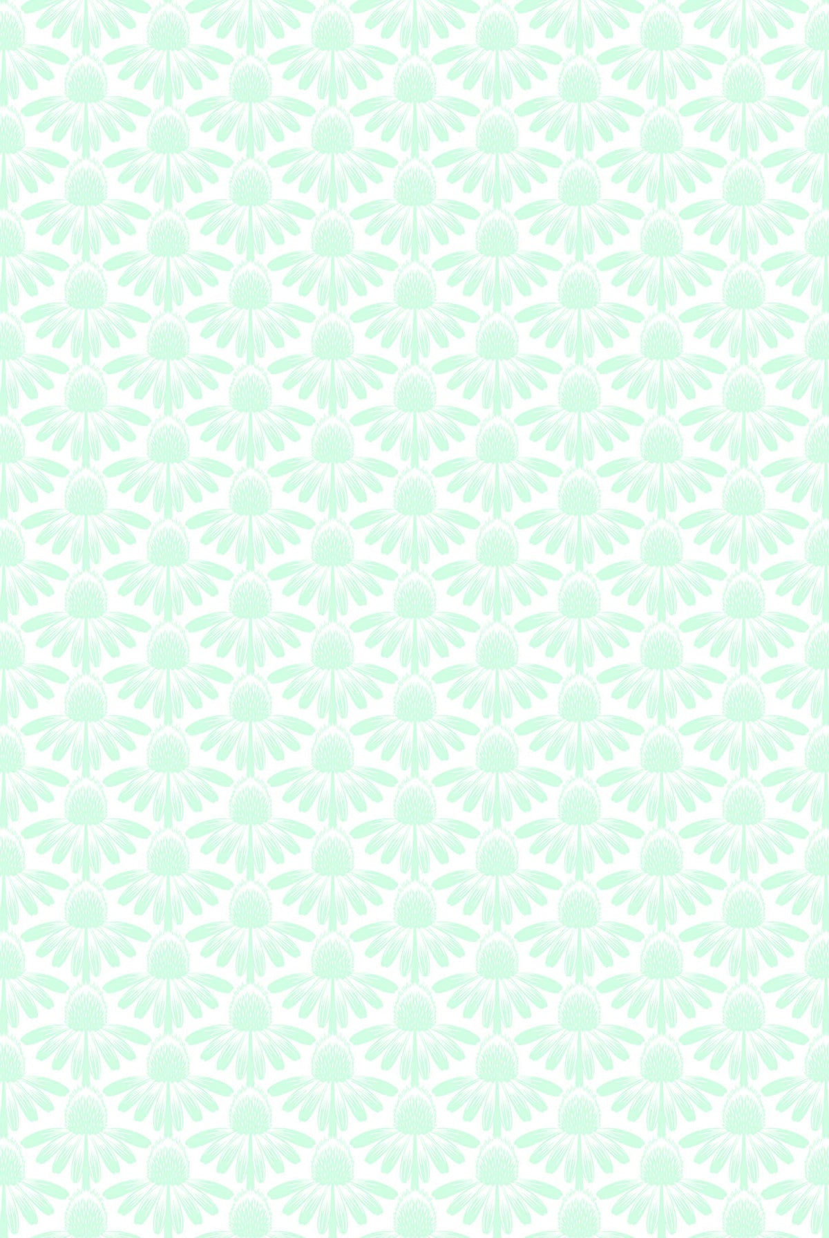 Carmon's Quilt Shop Main Street Quilt Kit fabric featuring a light mint green floral pattern on a white background