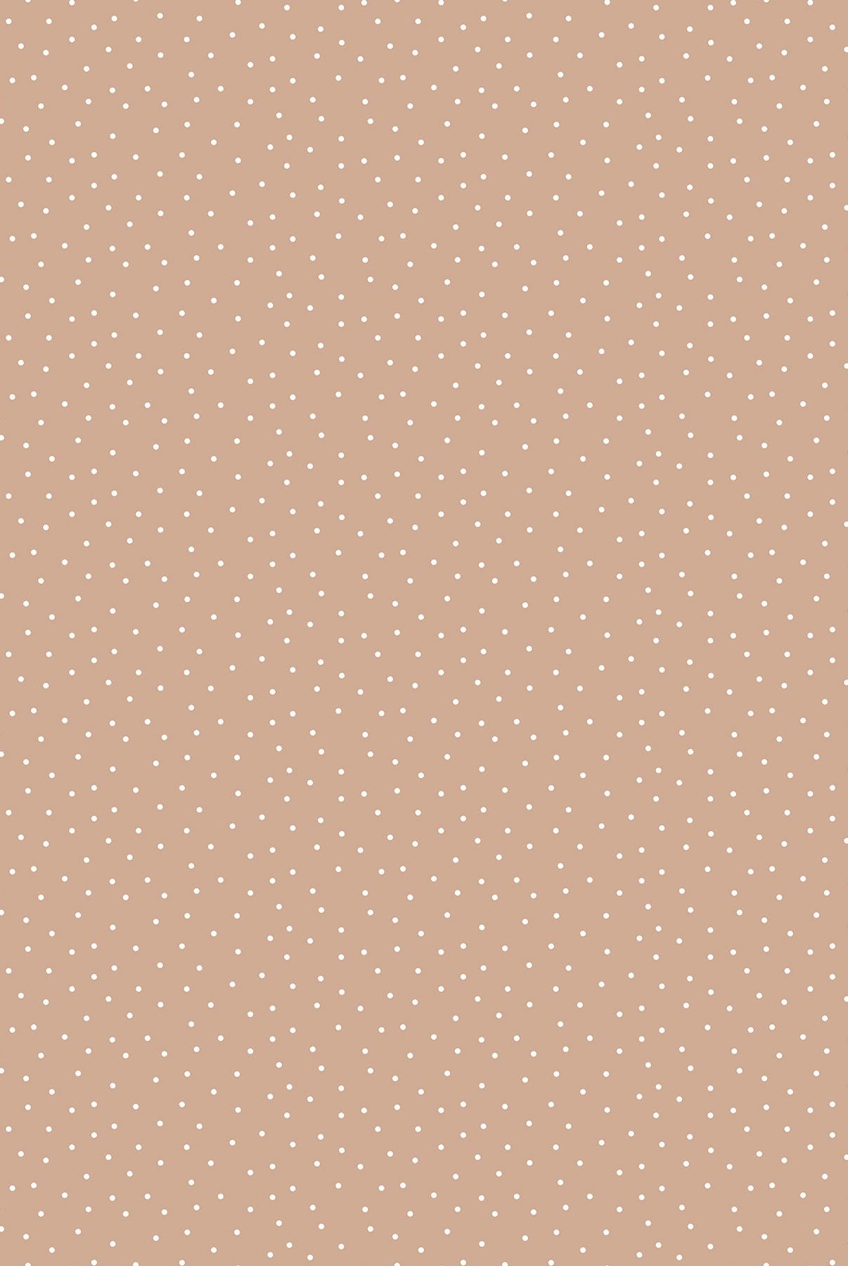 Carmon's Quilt Shop Nest collection cotton fabric featuring a tan background with a small white polka dot pattern.