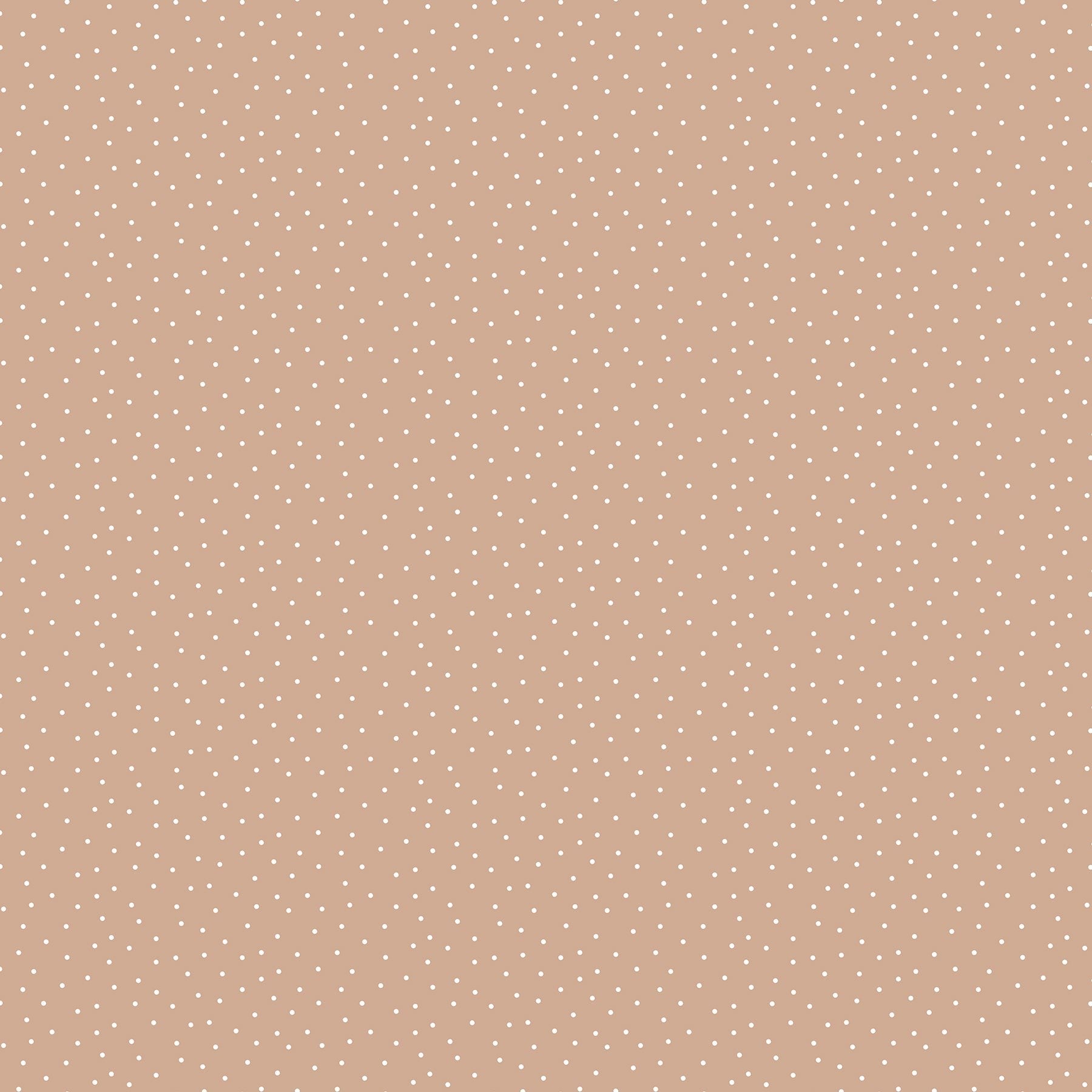 Carmon's Quilt Shop Nest collection cotton fabric featuring a tan background with a small white polka dot pattern.