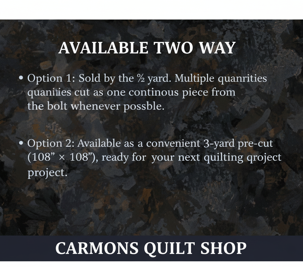 Carmon's Quilt Shop Chroma Obsidian black textured 108-inch wide cotton quilt backing fabric