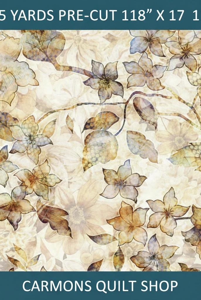 Carmon's Quilt Shop QT Fabrics Panorama tonal floral 100% cotton wide backing fabric in neutral earth tones