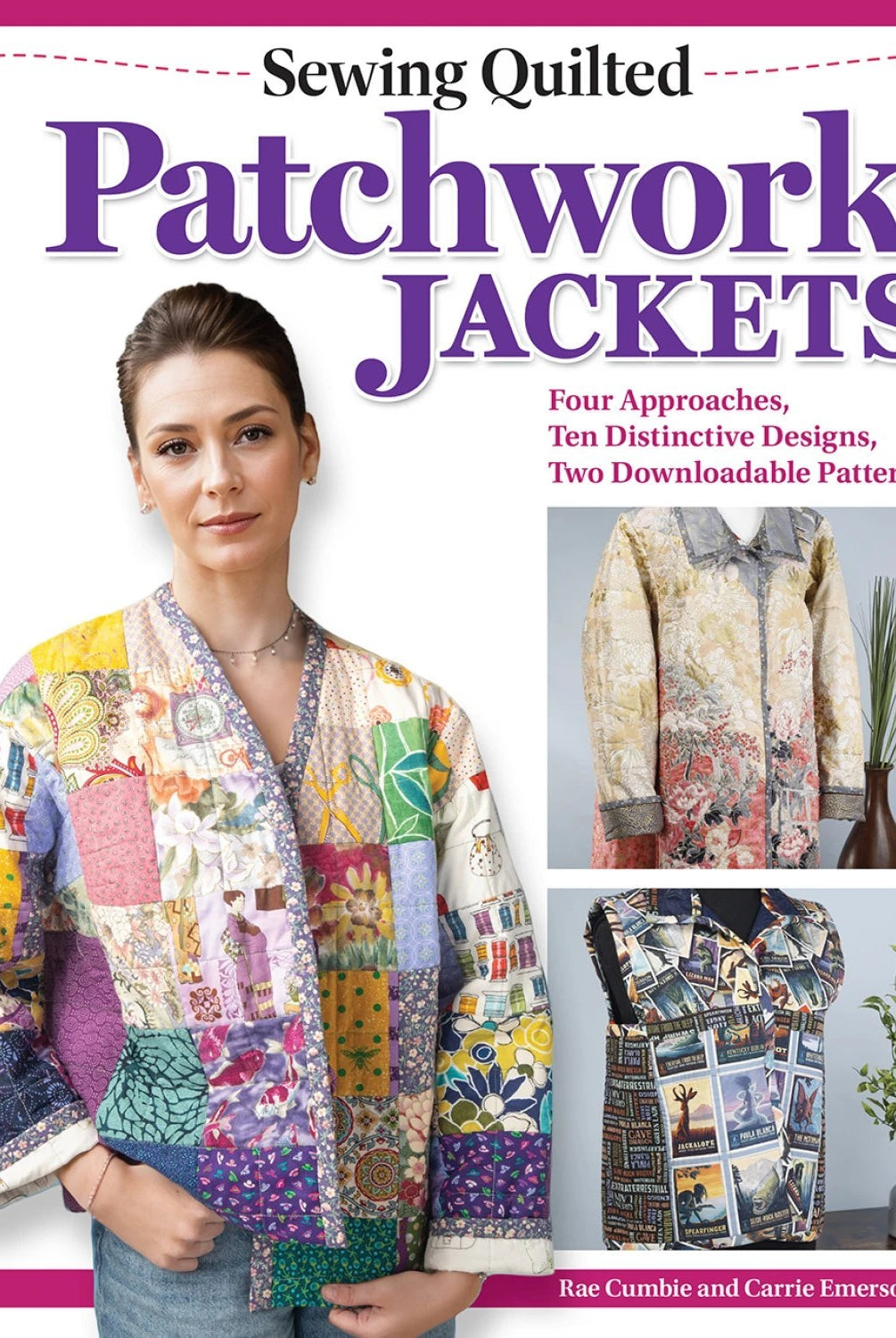 Carmon's Quilt Shop instructional book cover showing a woman wearing a colorful quilted patchwork jacket.
