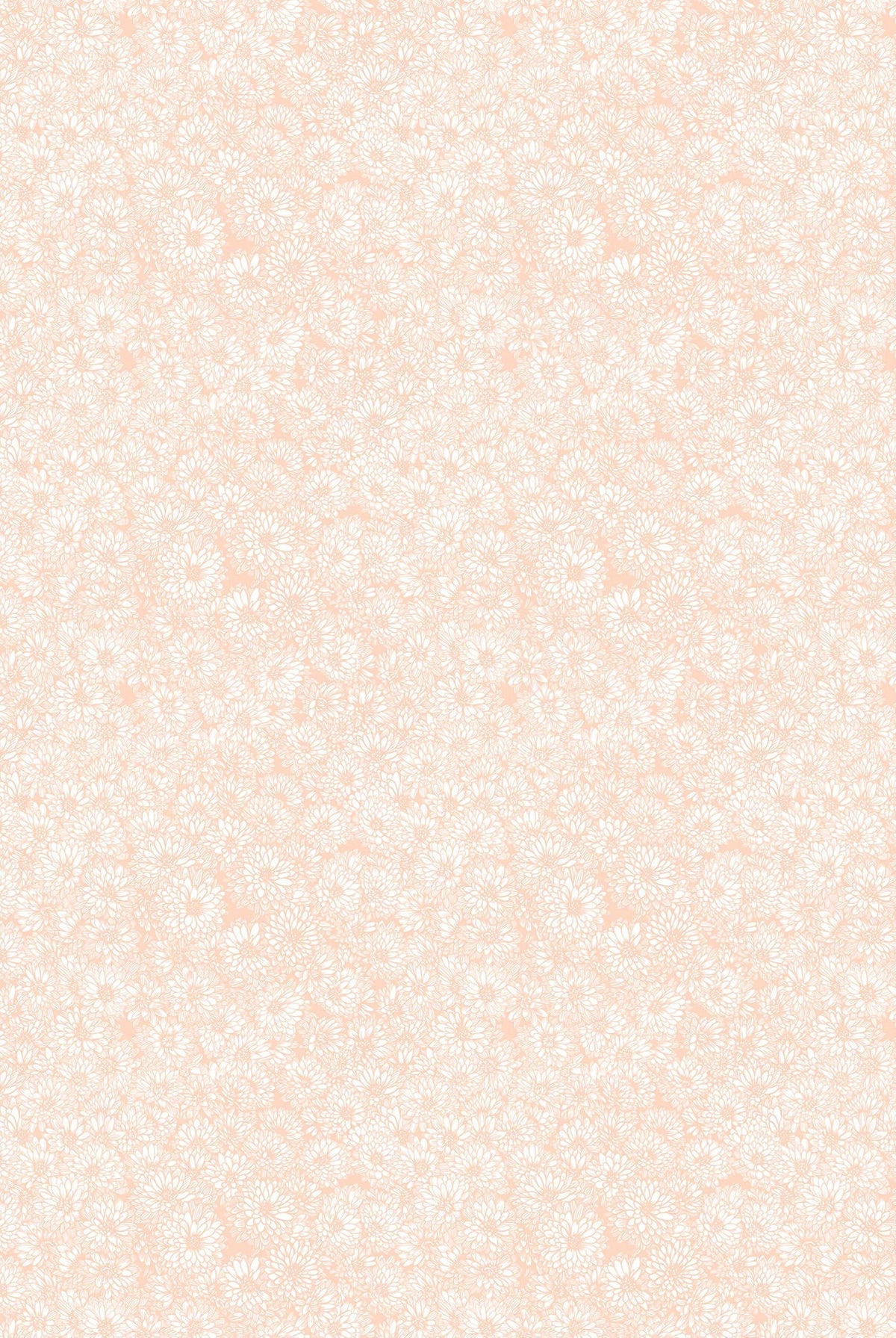 Carmon's Quilt Shop fabric featuring a delicate white floral print on a soft peach background for quilting projects.