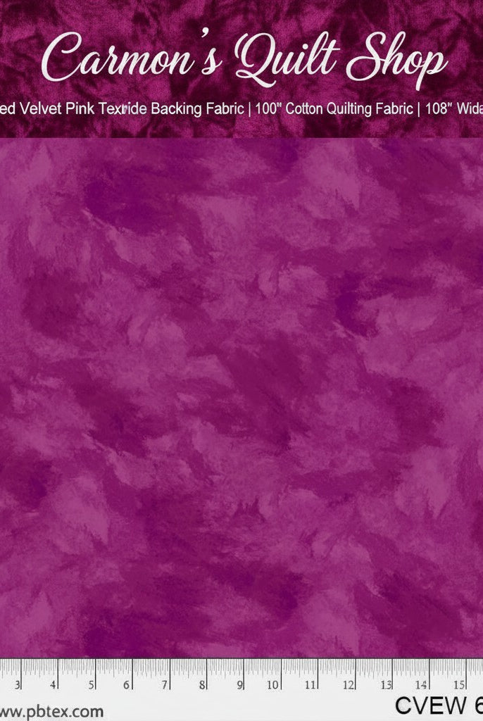 Carmon's Quilt Shop pink crushed velvet texture 108 inch wide cotton quilting fabric for quilt backing