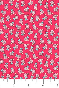 Carmon's Quilt Shop Quilting in Bloom cotton fabric featuring a pink floral spot feather design by Lorelai Kuecker.