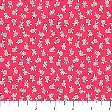 Carmon's Quilt Shop Quilting in Bloom cotton fabric featuring a pink floral spot feather design by Lorelai Kuecker.