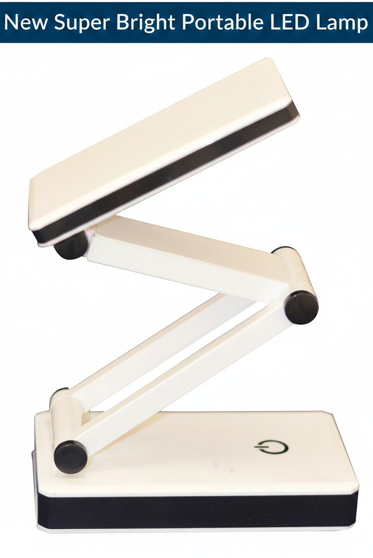 Carmon's Quilt Shop Frank A. Edmunds portable white and black LED lamp with adjustable folding design for crafting.