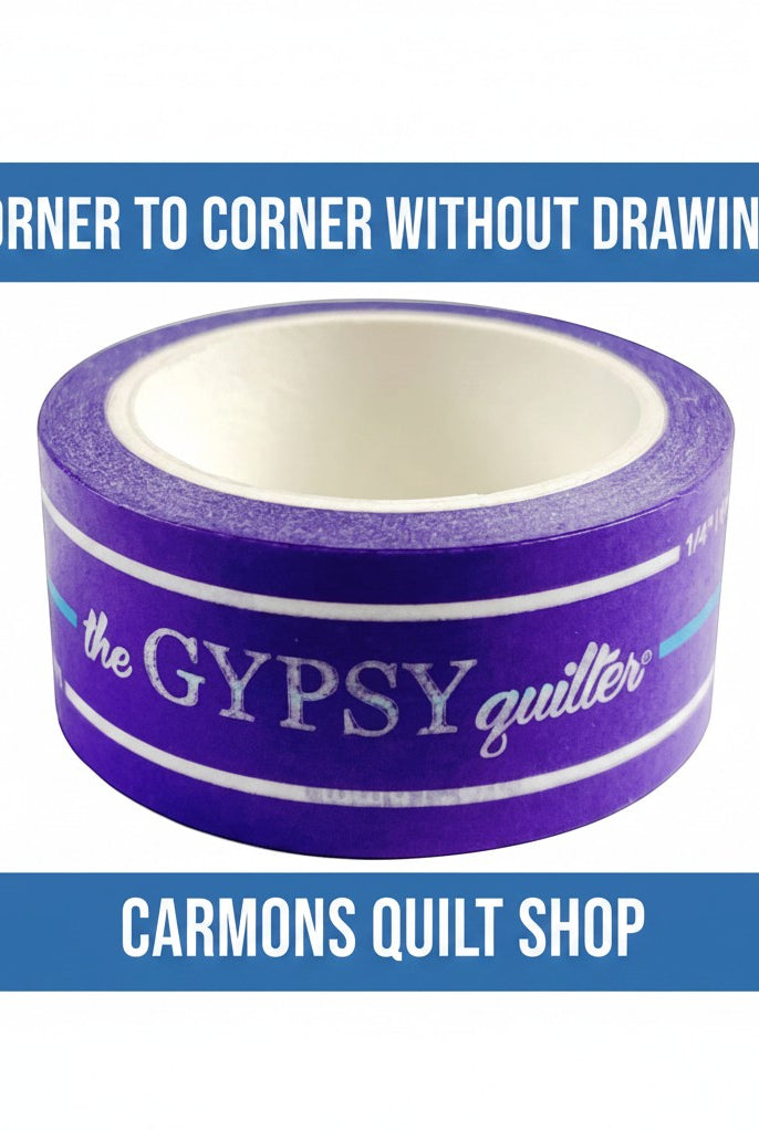 Carmon's Quilt Shop The Gypsy Quilter purple washi tape roll for precise 1/4 inch sewing and quilting seam guides
