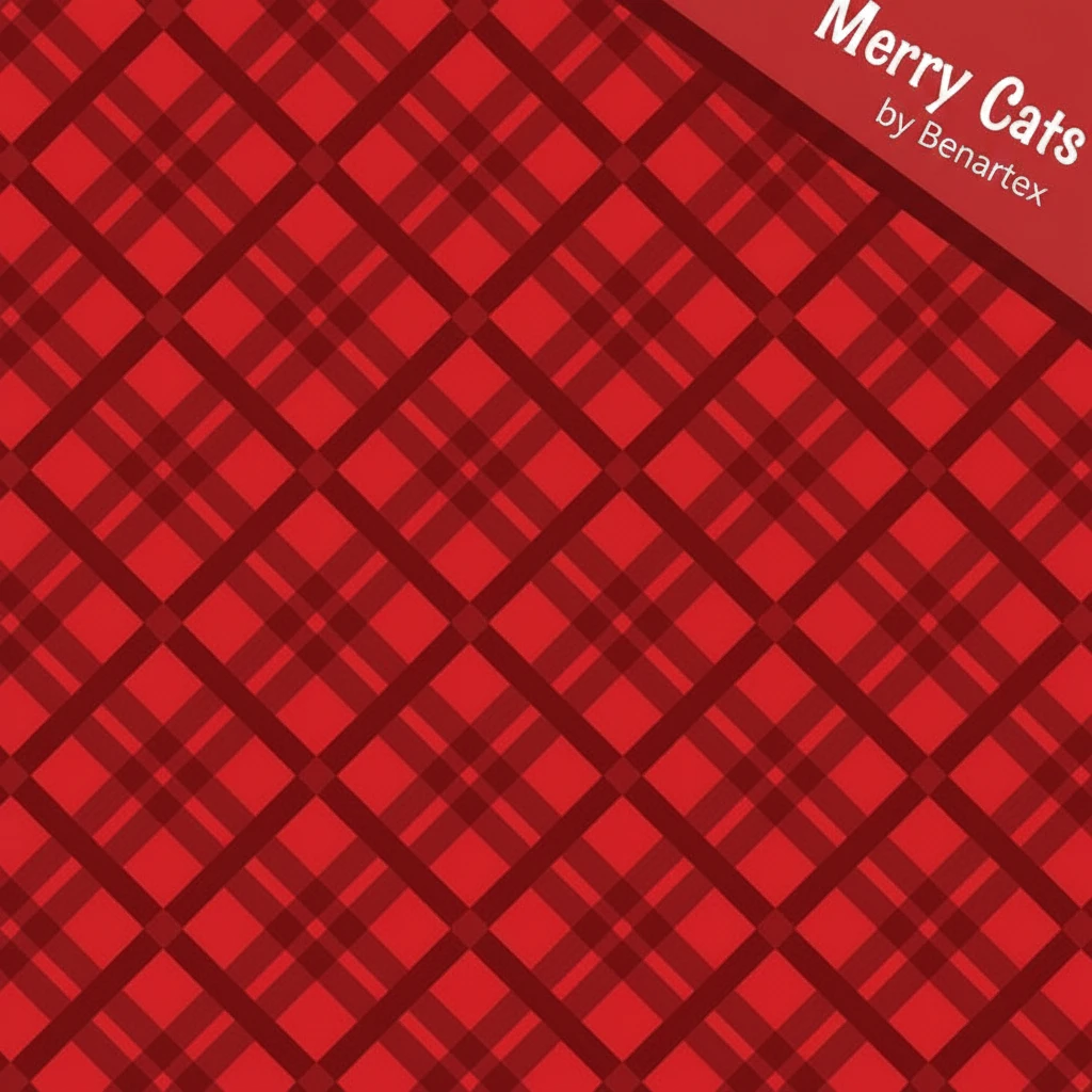 Carmon's Quilt Shop Tartan Season red plaid quilting cotton fabric from the Merry Cats collection by Benartex