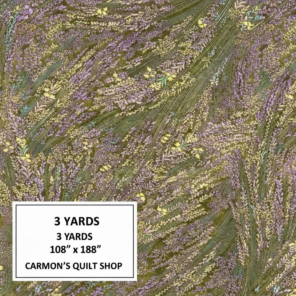 Carmon's Quilt Shop Meadow Breeze sage green floral 100% cotton 108-inch wide quilt backing fabric
