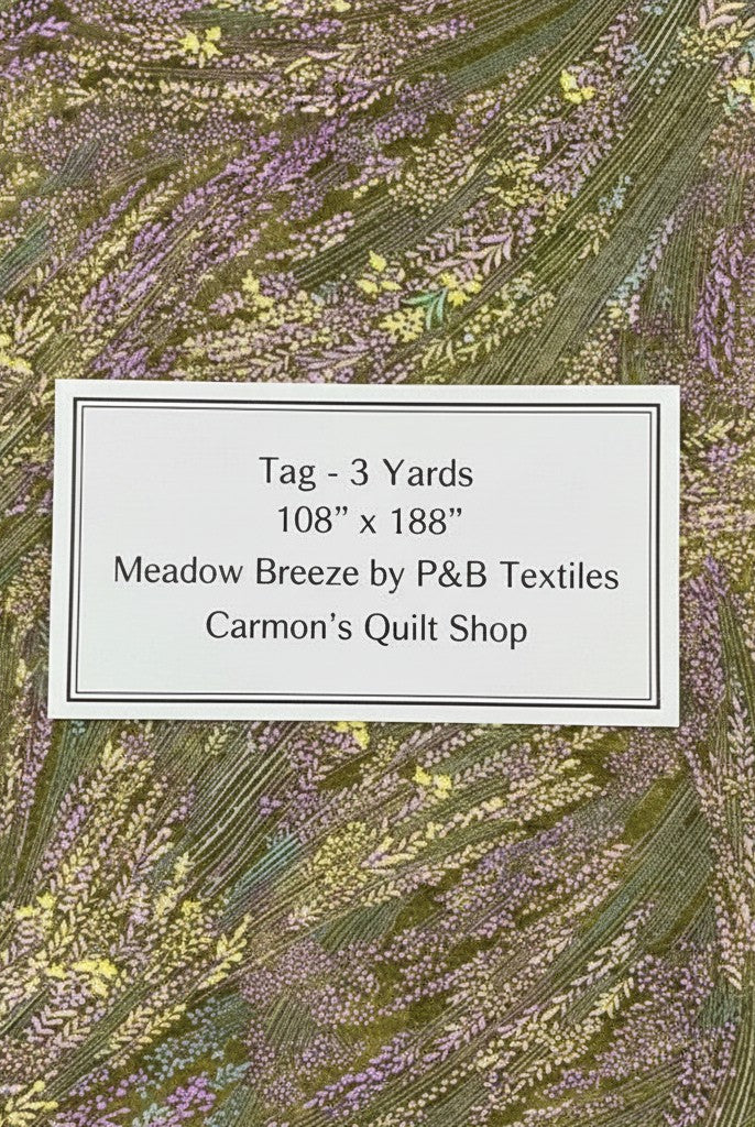 Carmon's Quilt Shop Meadow Breeze sage green floral 100% cotton 108-inch wide quilt backing fabric