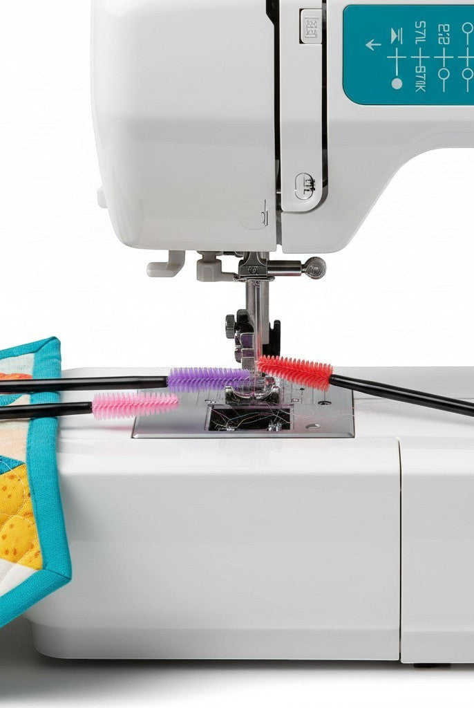 Carmon's Quilt Shop The Gypsy Quilter cleaning brushes with silicone bristles used on a sewing machine