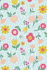 Carmon's Quilt Shop Sisterhood floral fabric featuring colorful flowers on a light aqua background