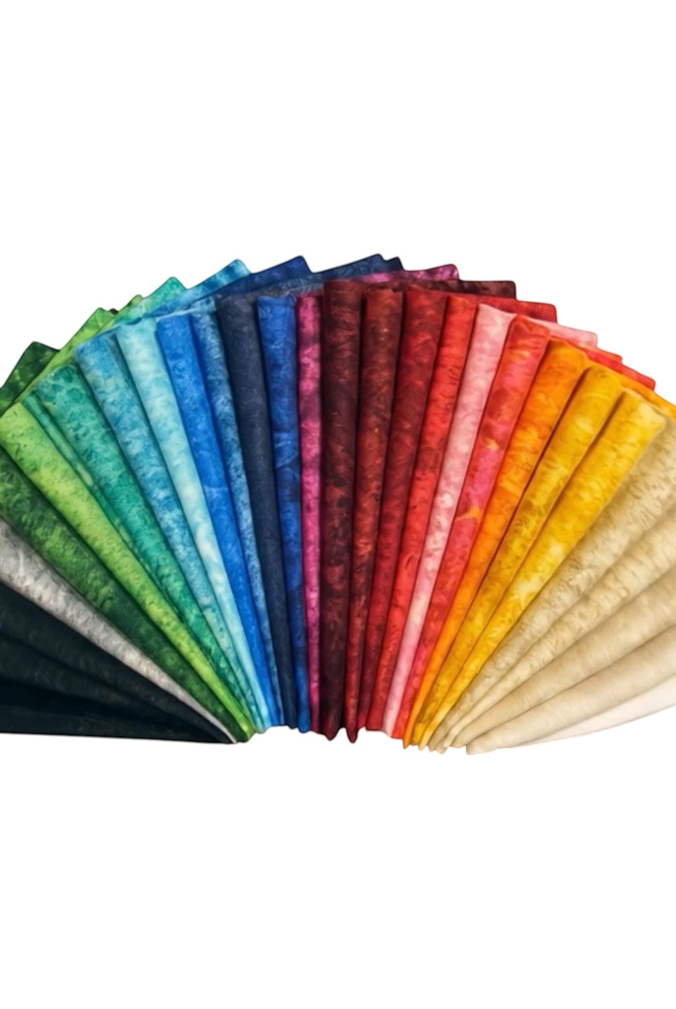 Carmon's Quilt Shop Stonehenge Basics 28-piece fabric bundle featuring a rainbow spectrum of premium cotton textures.