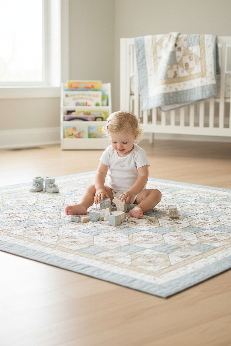 Carmon's Quilt Shop Sweet Dreams baby quilt kit with bears and airplanes, 100% cotton, 54" x 70".