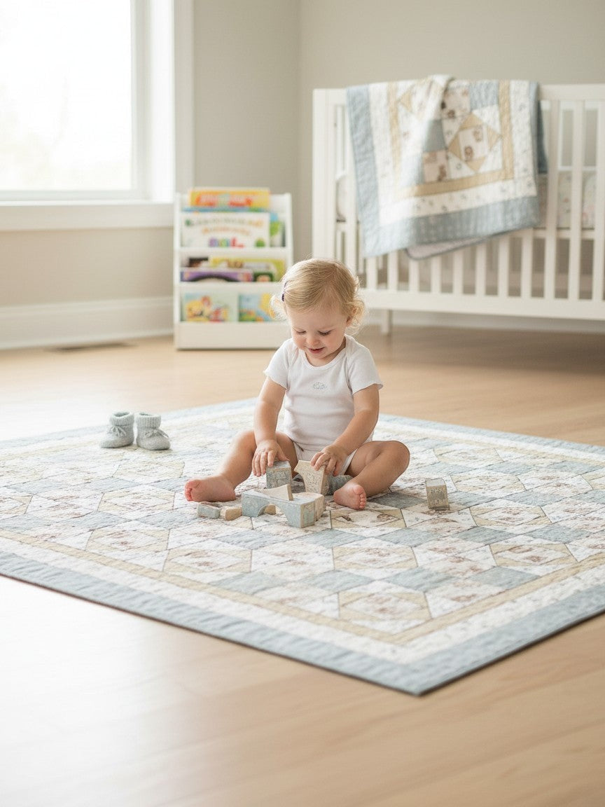 Carmon's Quilt Shop Sweet Dreams baby quilt kit with bears and airplanes, 100% cotton, 54" x 70".