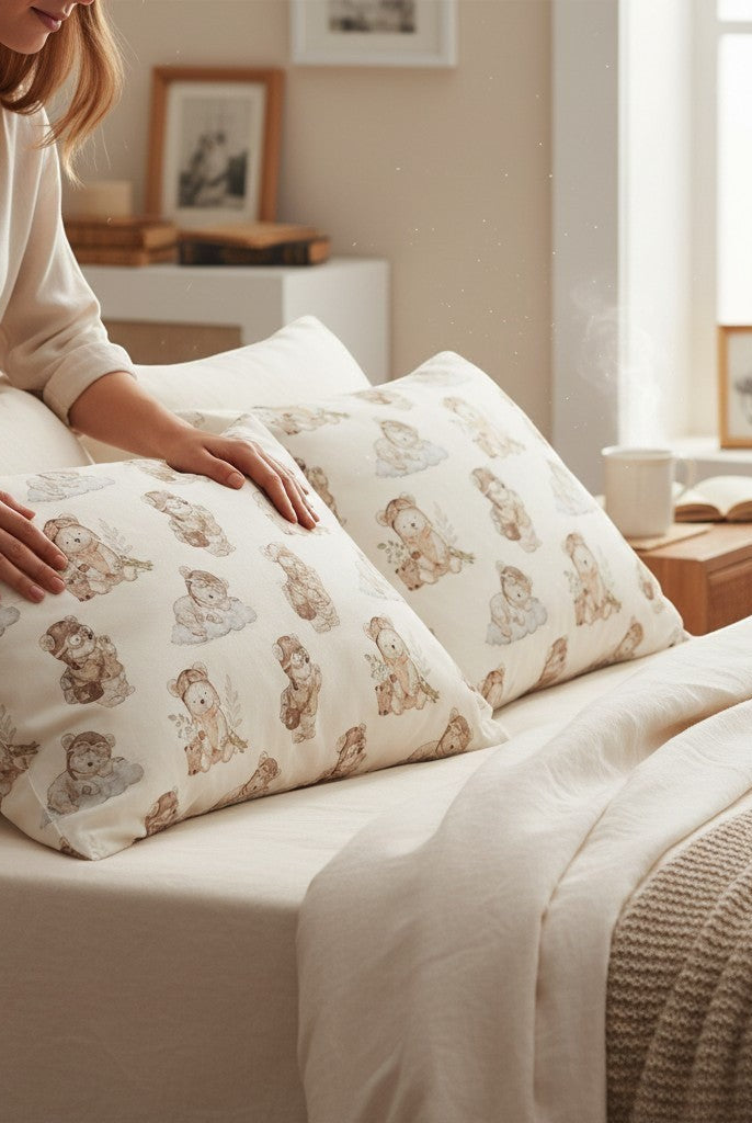Carmon's Quilt Shop Sweet Dreams baby quilt kit with teddy bear and airplane print on 100% cotton fabric.