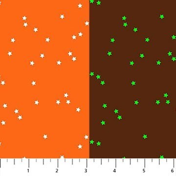 Carmon's Quilt Shop FIGO Fabrics Sweet Treat cotton quilting fabric featuring orange and brown star patterns