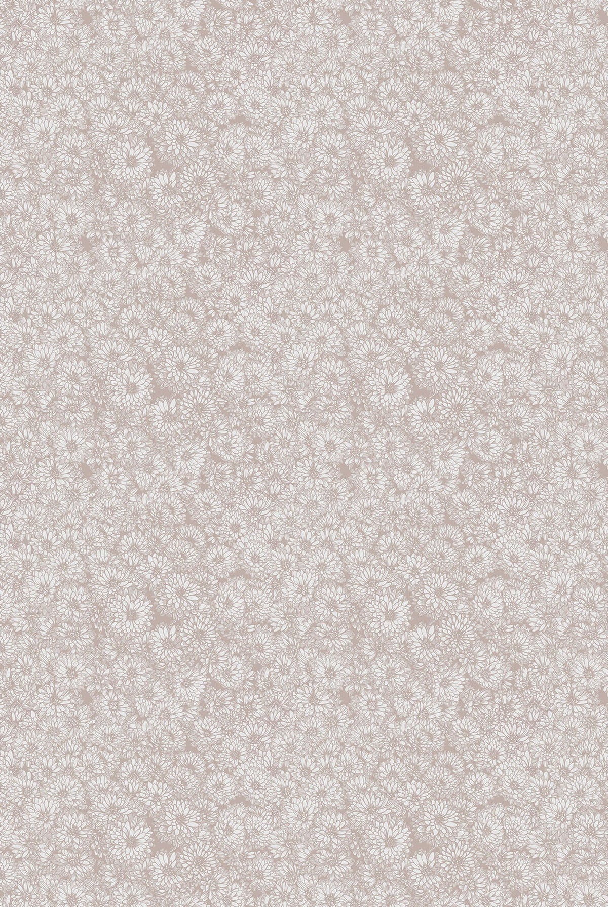 Carmon's Quilt Shop fabric featuring a delicate white floral print on a soft taupe background for quilting projects.