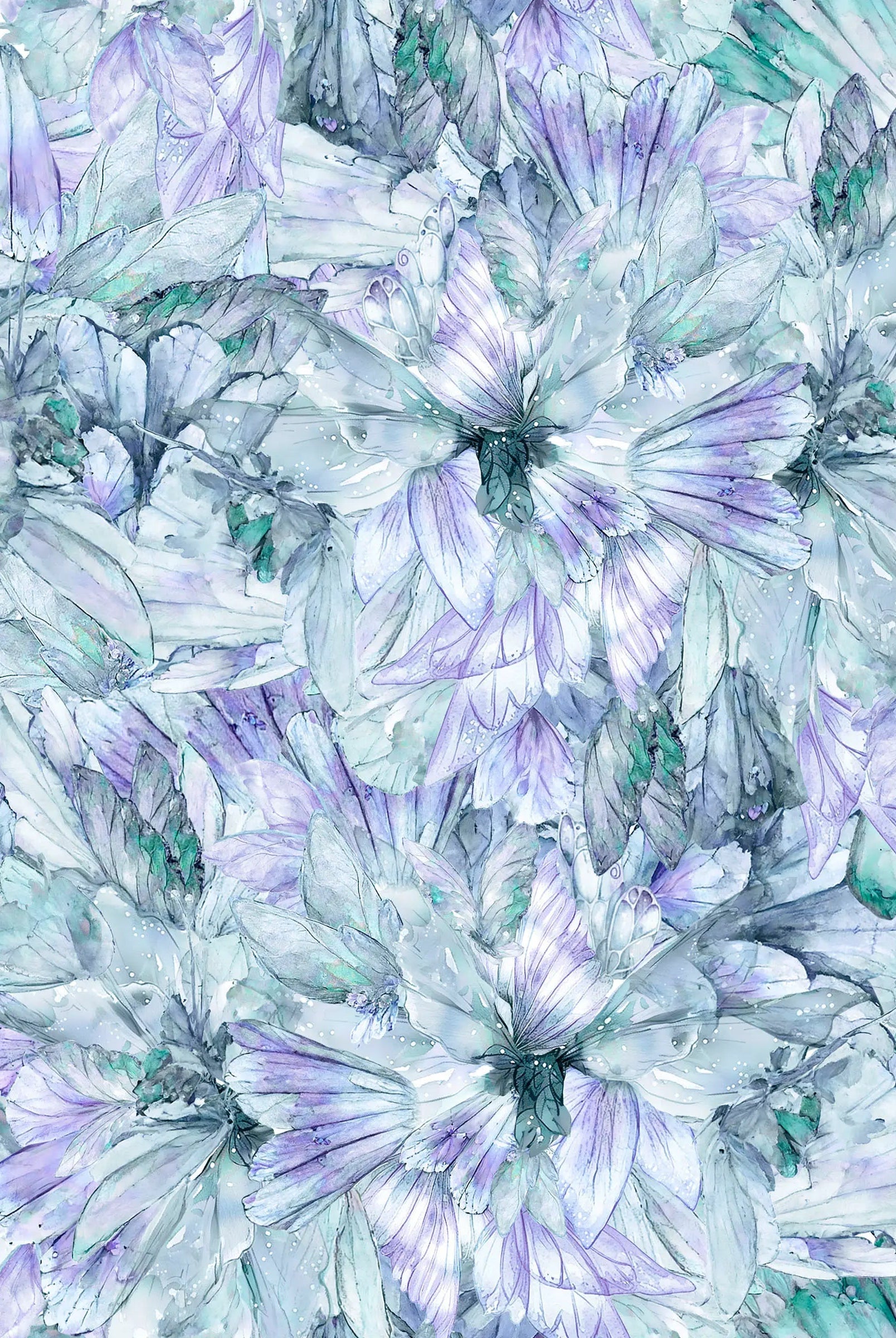 Carmon's Quilt Shop Make a Wish teal 108-inch wide cotton backing fabric with a floral watercolor print