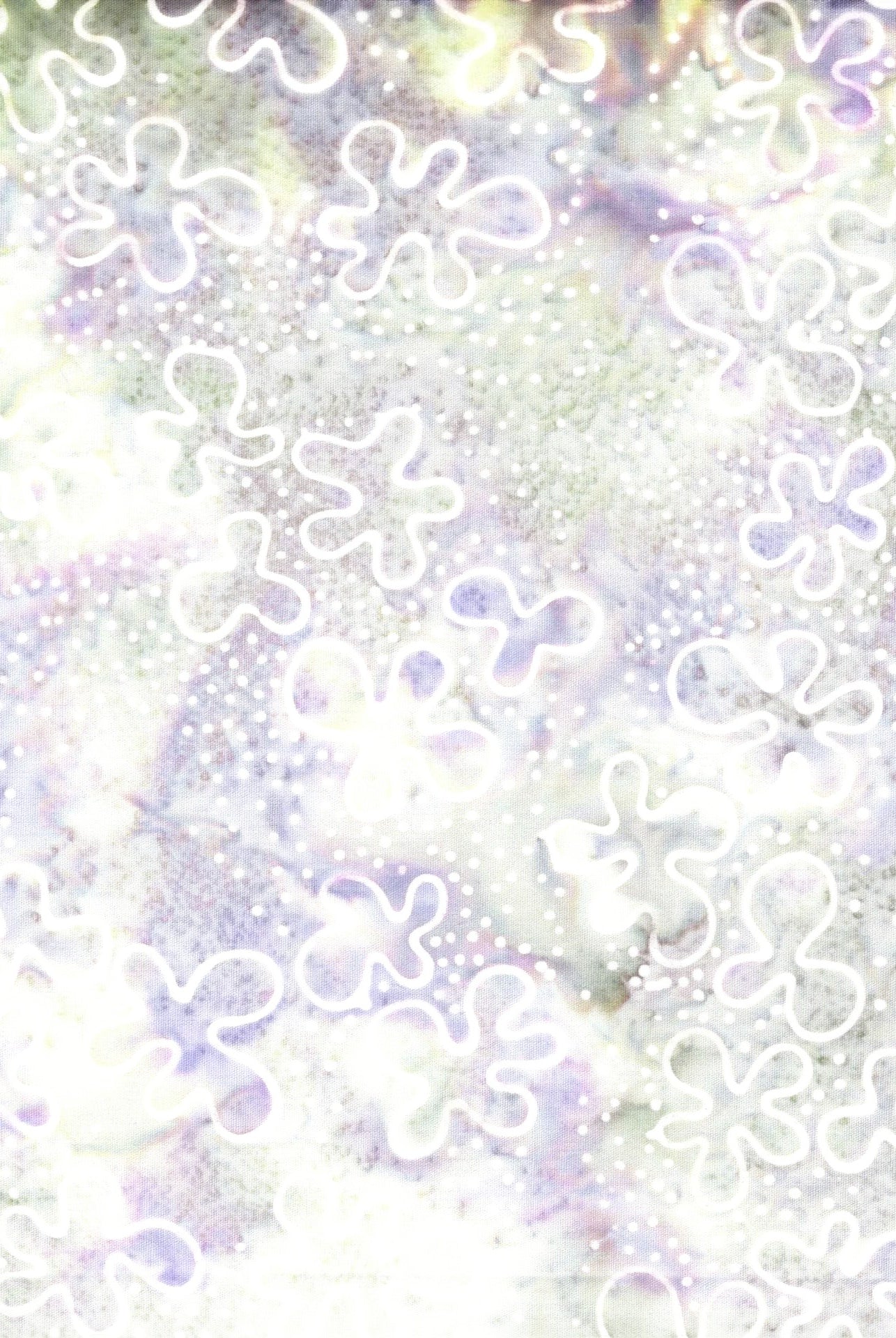 Carmon's Quilt Shop Island Batik Vintner's Treasure fabric with purple and green floral patterns on cotton