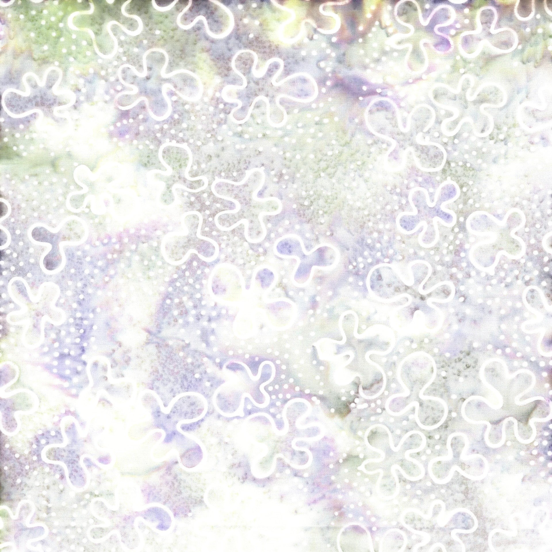 Carmon's Quilt Shop Island Batik Vintner's Treasure fabric with purple and green floral patterns on cotton