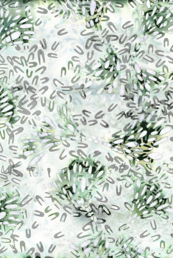 Carmon's Quilt Shop Vintner's Treasure Island Batik fabric featuring a purple and green abstract geometric print