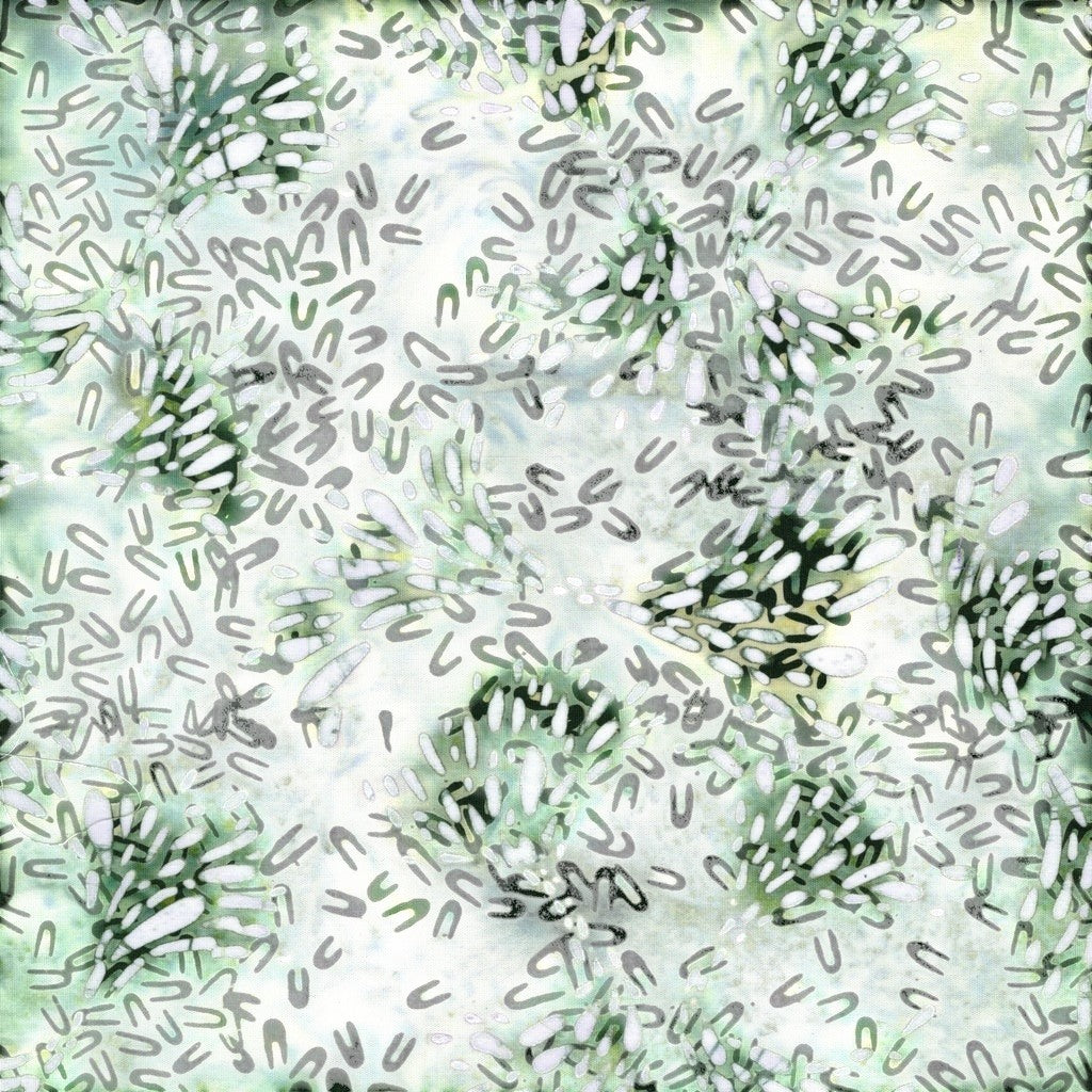 Carmon's Quilt Shop Vintner's Treasure Island Batik fabric featuring a purple and green abstract geometric print