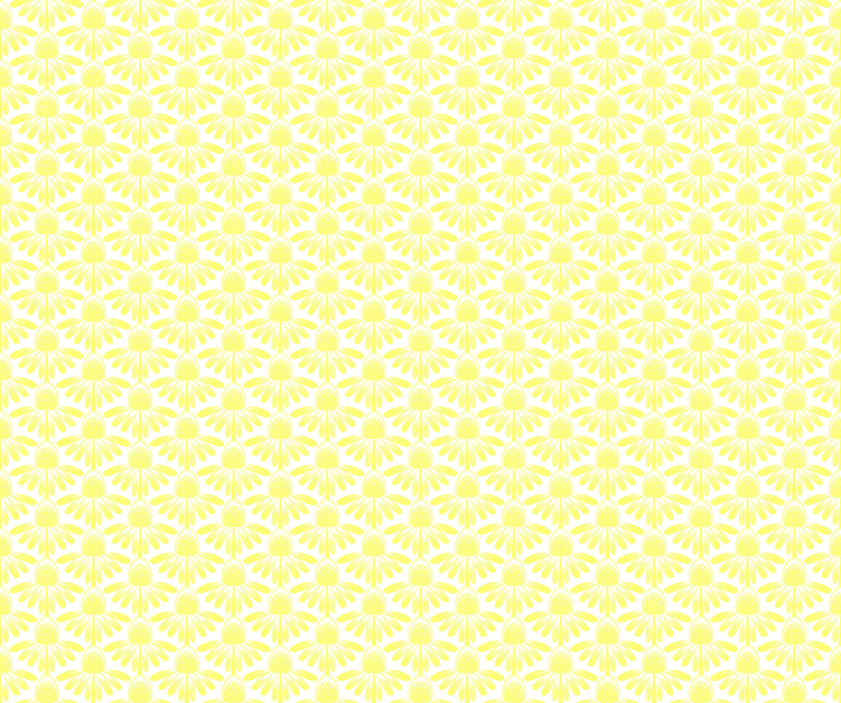 Carmon's Quilt Shop Main Street quilt kit fabric featuring a repeating yellow and white floral pattern