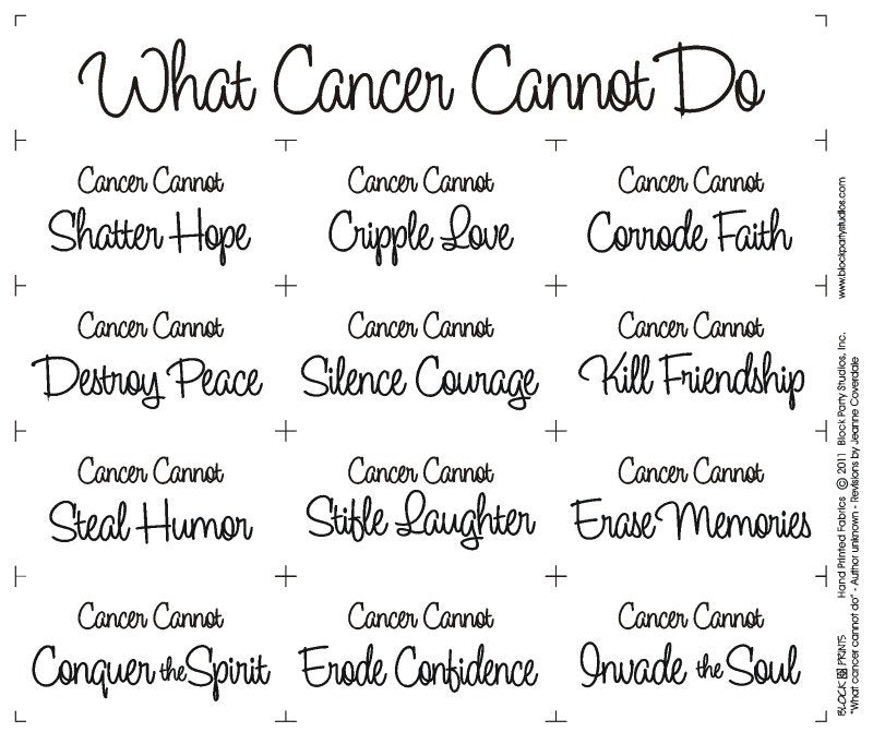 What Cancer Can Not Do Panel Free Pattern