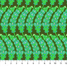 Pattern of green and white creatures on a brown background