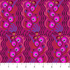 Fuchsia fabric with abstract floral pattern on a pink background