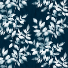 Pattern of white leaves on a dark blue background Arboretum Brushy Vine Backing Fabric 3 YARDS 108" x 108" - ARBW05665NW - P&B Textiles Fabric Carmon's Quilt Shop