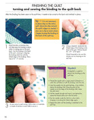 Quilting tutorial page showing steps to finish a quilt with binding