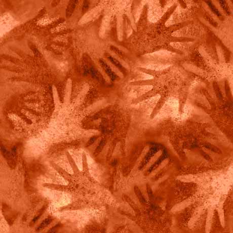 Close-up of a textured surface with a reddish-brown color Believe Hand Silhouette Fabric #30500-T -QT Fabrics - Carmon's Quilt Shop