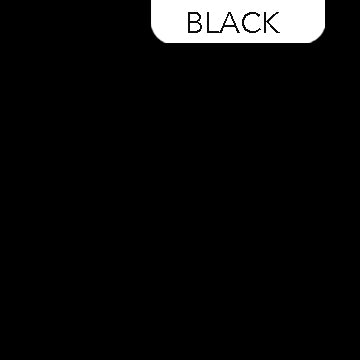 Solid black color swatch with 'BLACK' text above it