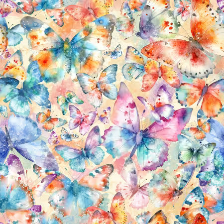 Butterfly Wishes Cream 108in Wideback # WB-W130-005-800  Carmon's Quilt Shop