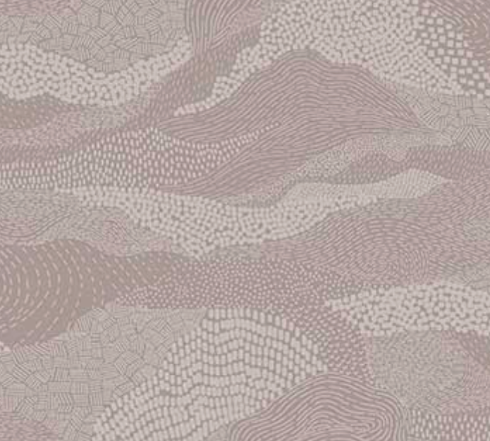 Textured patterned wallpaper with wavy lines in shades of brown and gray.