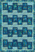 Blue quilt with geometric pattern