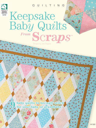 Book cover of 'Keepsake Baby Quilts from Scraps' with a colorful quilt design on a white background.