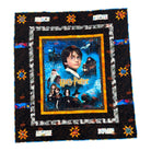 Harry Potter-themed quilt with characters and text on a black background