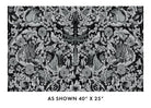 Black and white patterned rug with animals and flowers, size 40" x 25". Mythic Forrest Black Wide Backing Fabric Black 108"- Benartex 17198W-12 - Carmon's Quilt Shop (Copy)