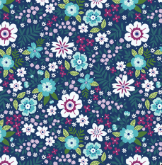 Pattern of colorful flowers on a dark blue background Seaside Garden Cobalt 3 YARDS 108" x 108" Wide #178137-60B Benartex Fabric Carmons Quilt Shop