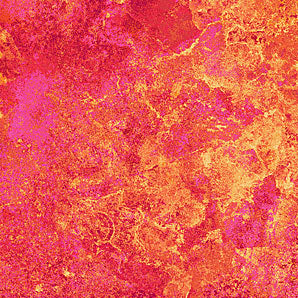 Textured fabric pattern in pink and orange with a ruler at the bottom Stonehenge Fabric 