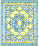 Quilt with a pattern of squares in blue, yellow, and white on a blue background Sunny Skies Quilt Kit - Riley Blake Fabrics - Finished Size 59" x 71" - Carmon's Quilt Shop
