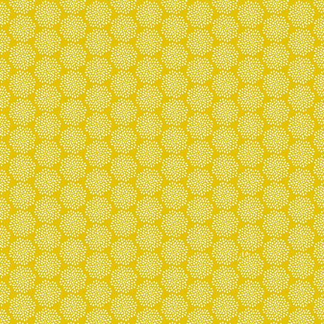 Patterned fabric with a geometric design on a yellow background Sweet Summer Dandelion Puffs Gold - 31397-S - QT Fabrics - Carmon's Quilt Shop 