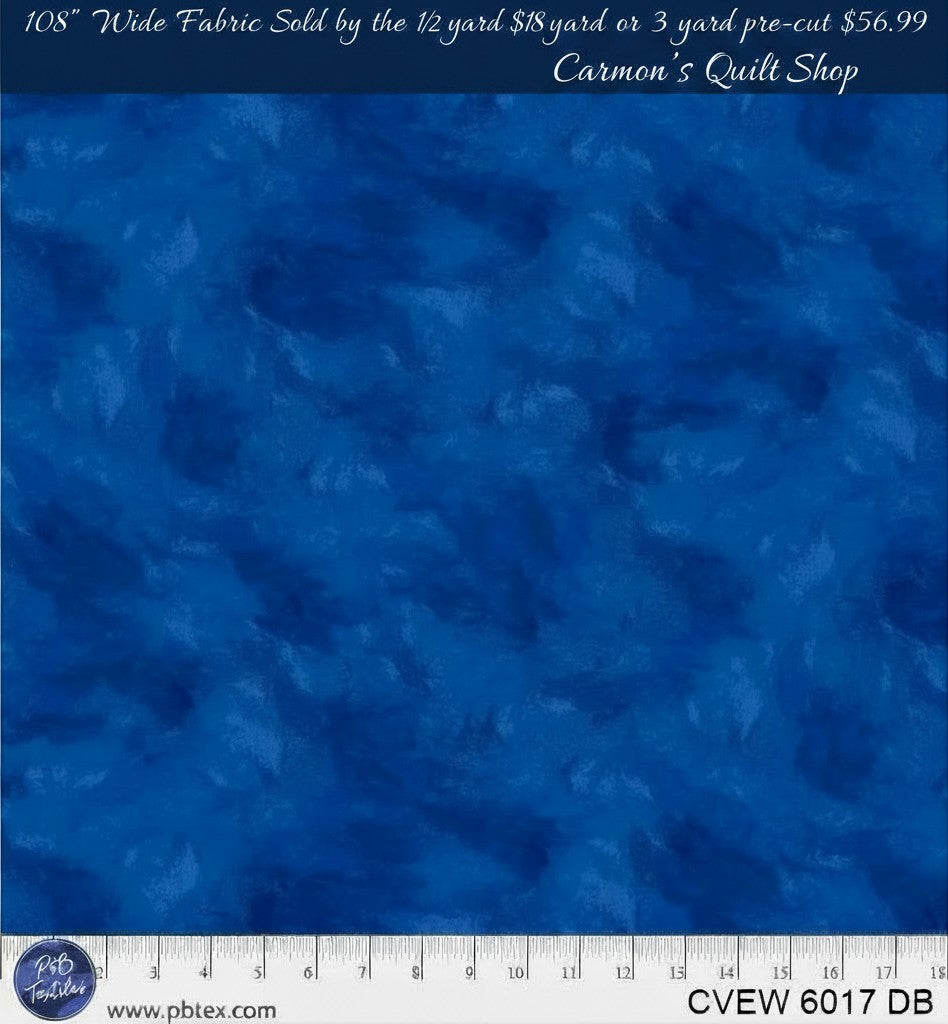 Carmon's Quilt Shop blue crushed velvet texture 108-inch wide cotton quilting fabric for quilt backing