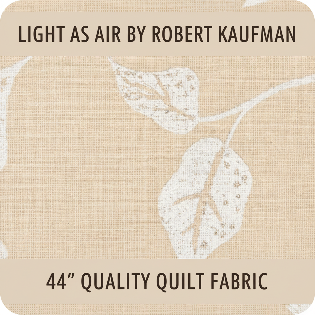 Carmon's Quilt Shop Light As Air cream 100% cotton quilting fabric with an elegant airy leaf pattern.
